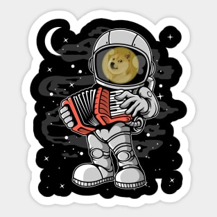 Astronaut Accordion Dogecoin DOGE Coin To The Moon Crypto Token Cryptocurrency Blockchain Wallet Birthday Gift For Men Women Kids Sticker